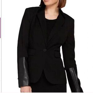 GILI Faux Leather Trim Sleeves and Collar One Button Blazer NWOT sz 16